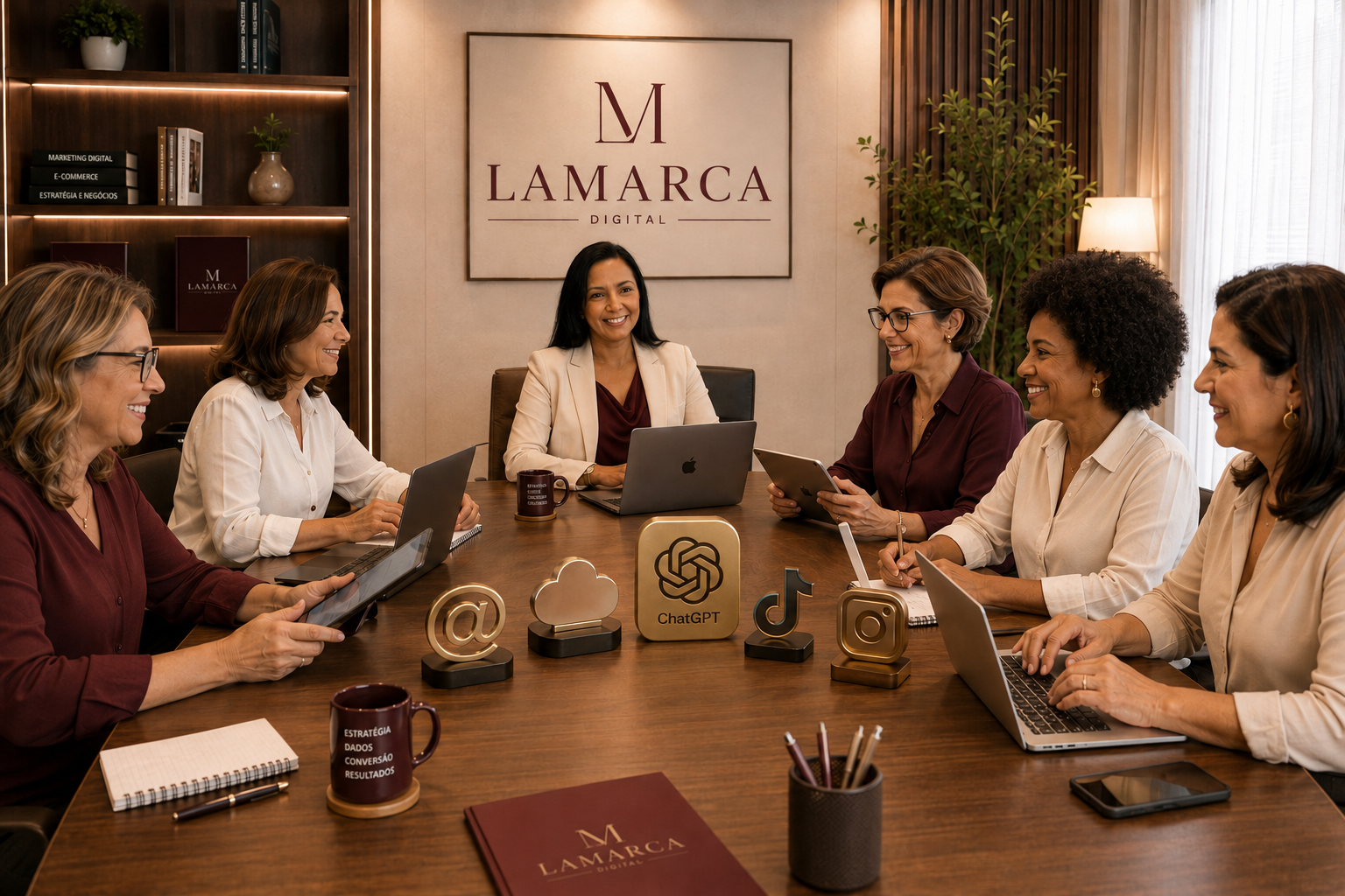 Reunião de mentoria com empreendedoras na Lamarca Digital